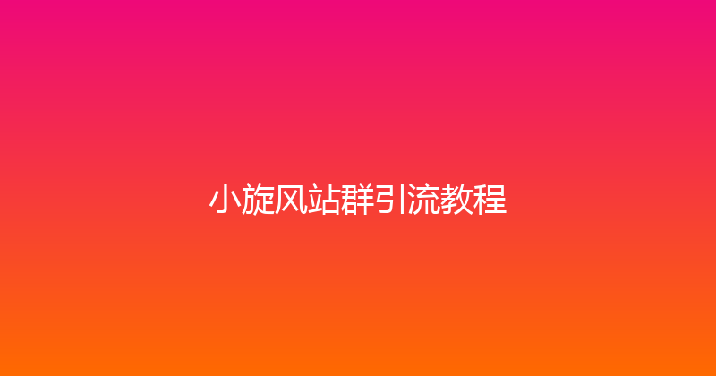 小旋风站群引流教程 封面图