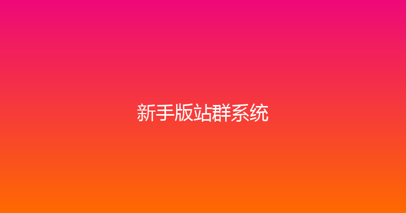 新手版站群系统 封面图