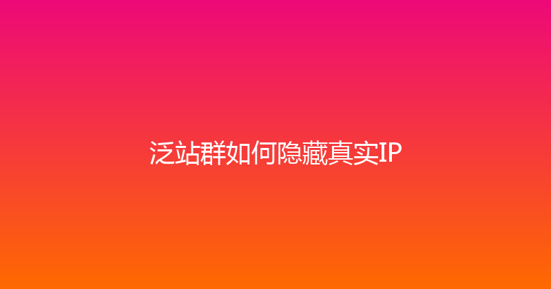 泛站群如何隐藏真实IP 封面图