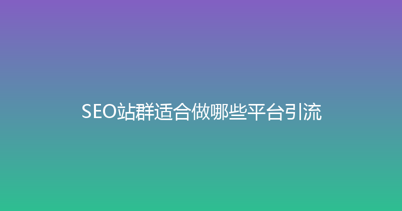 SEO站群适合做哪些平台引流 封面图
